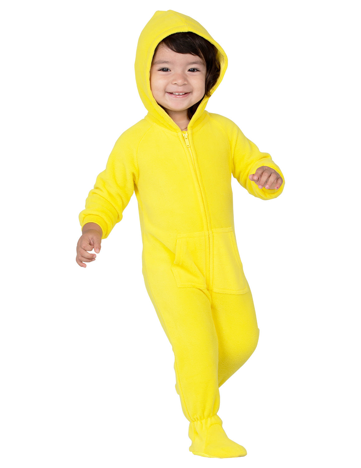 Lemon Yellow Infant Hoodie Fleece Onesie